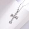 White Gold Plated Micro-Paved Cross Pendant Necklace - Non-Fading Jewelry, Perfect Christmas Gift