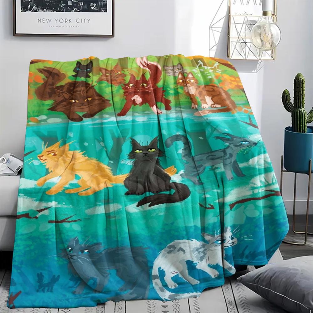 1 Peça Manta de Flanela com Estampa de Guerreiro Gato, Alta qualidade Confortável para Todas as Estações, Decoração de Casa, Calor e Conforto, Perfeita para Presentes de Natal