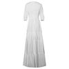 Boho Women Holiday Lace Hollow Out Sundress Puff-Sleeve Solid V-Neck Maxi Dress