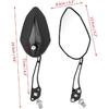 Pair of Motorcycle Mirrors, Black Aluminum Adjustable Stalk, Universal Mount for 8mm or 10mm Handlebar, for Scooters and Bikes