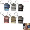 [DO]Mini Gambling Slot Machine Key Chains Antistress Toy Arcade Pocket Fruit Lucky Jackpot Gadget Funny Games Keychain Ring[DO]