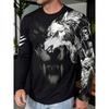 Four Seasons Men's Skull Pattern 3D Printed T-Shirt Fashion Casual Long Sleeve Outdoor Street Wear Vacation Comfortable T-Shirt Pullover Clothing