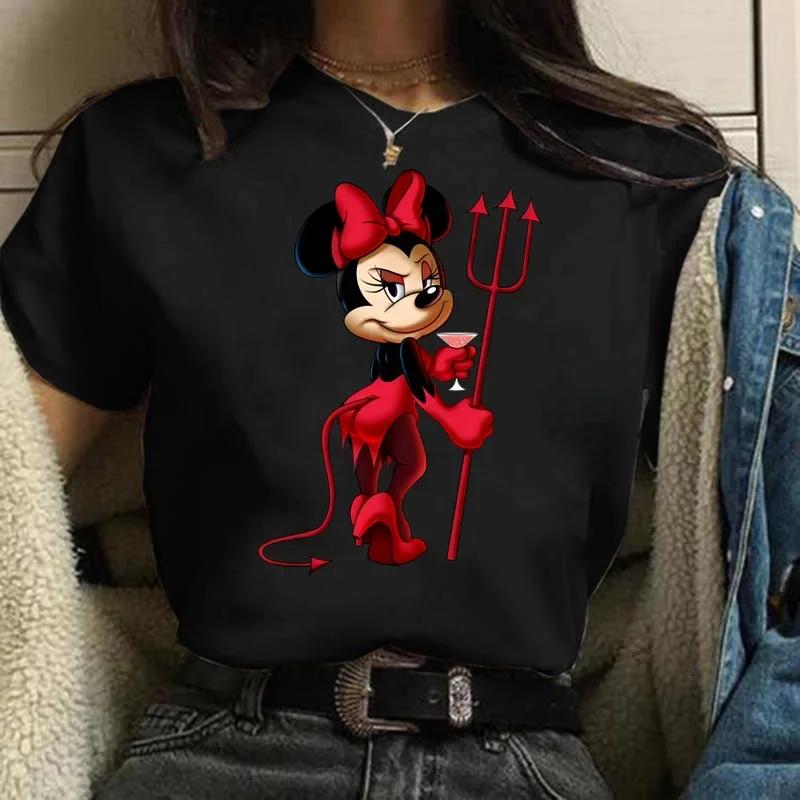 Trendy Minnie Mouse Tshirt Cute Unisex Tshirt Funny Top Short Sleeve Street Style Fashion Unisexs Black Tshirt Clothing
