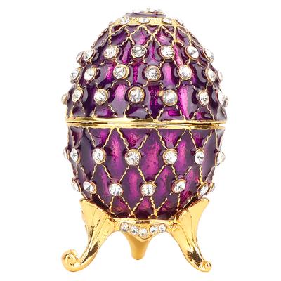 Vintage Enameled Easter Egg Diamante Jewelry Organizer Trinket Box Decoration Gift