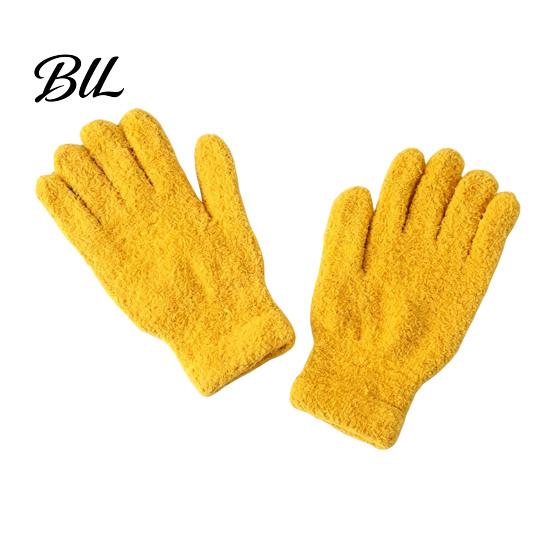 Fashionable Winter Handwear Warm Coral Fleece Gloves for Women, Soft Five Finger Comfortable Office Typing Mittens Gloves, Solid Color Thermal