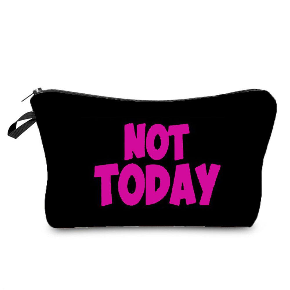 Women English Alphabet Print Cosmetic Bag Toiletries Organize Travel Storage Case 6696