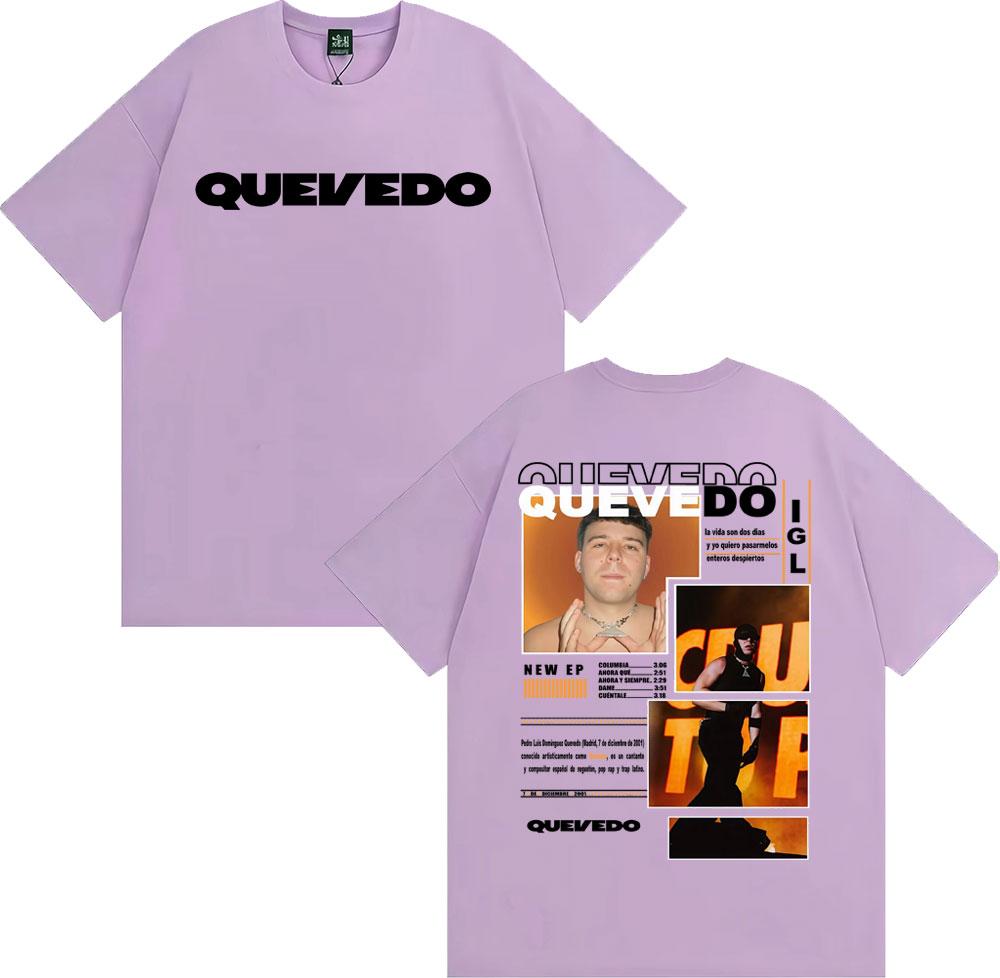 Rapper Quevedo Buenas Noches IGL 2026 Tour T-shirts Men Women Fashion Hip Hop Punk T-shirt O-Neck 100% Cotton Oversized T Shirts