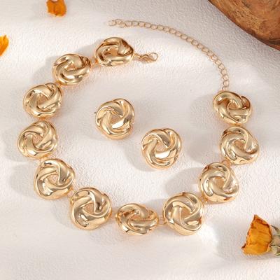 Necklace Stud Earrings Set Fashion Versatile Accessories Women's Spiral Personality Temperament High-end Jewelry