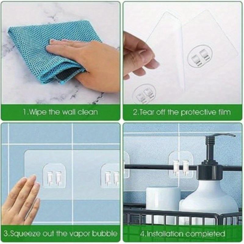 Samolepicí háčky na sprchový košík, Vodotěsné nástěnné háčky pro koupelnové úložné košíky, Mýdlenky a zavěšení, Není potřeba vrtání