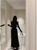 Niche Design Pleated Ribbon A-line Knit Dress – Women's Spring/Autumn Slimming Long Style