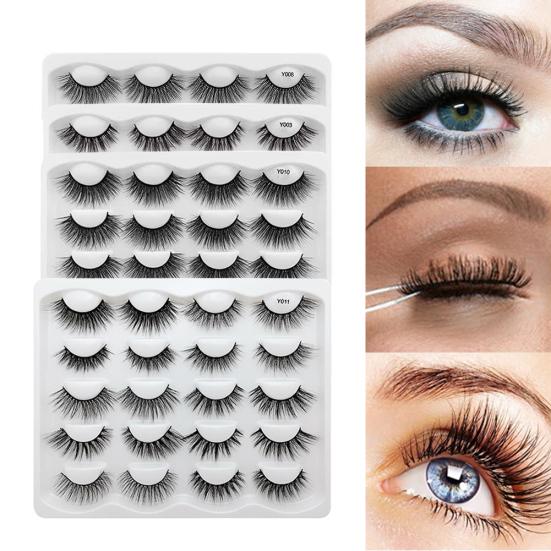 10Pairs 3D Long Faux Mink Fur Thick False Lash Eyelashes Extension Eye Makeup
