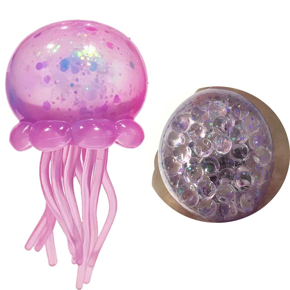 New Trending Nee Doh Jellyfish & Cube Squish Toy, Soft Jelly Squeeze Stress Relief Fidget Toy, Sensory NeeDoh for Kids & Adults