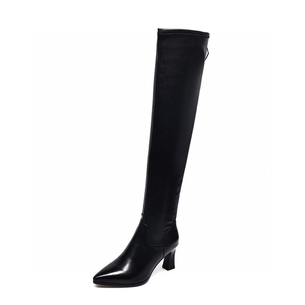 Over-knee boots Long boots Autumn and winter new high-heeled velvet warm and comfortable cowhide pointed fashion boots Long boots