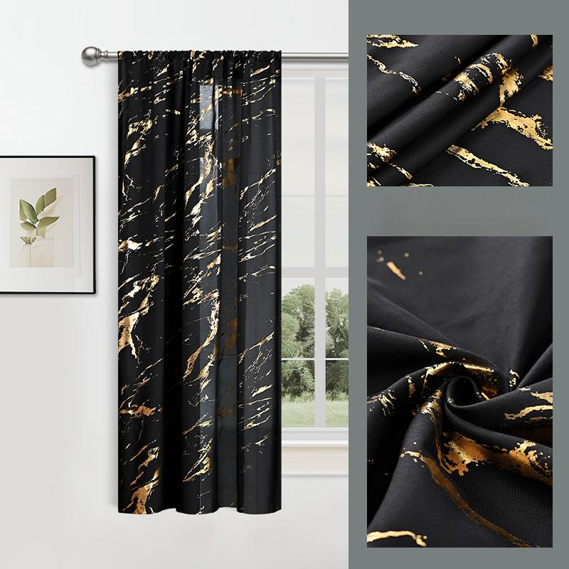 Bedruckte Vorhänge 1 Stück Luxus Marmormuster Vorhang Mit Goldfolie Präzisionsbohrung Für Heimdekoration Vorhänge Für Wohnzimmer