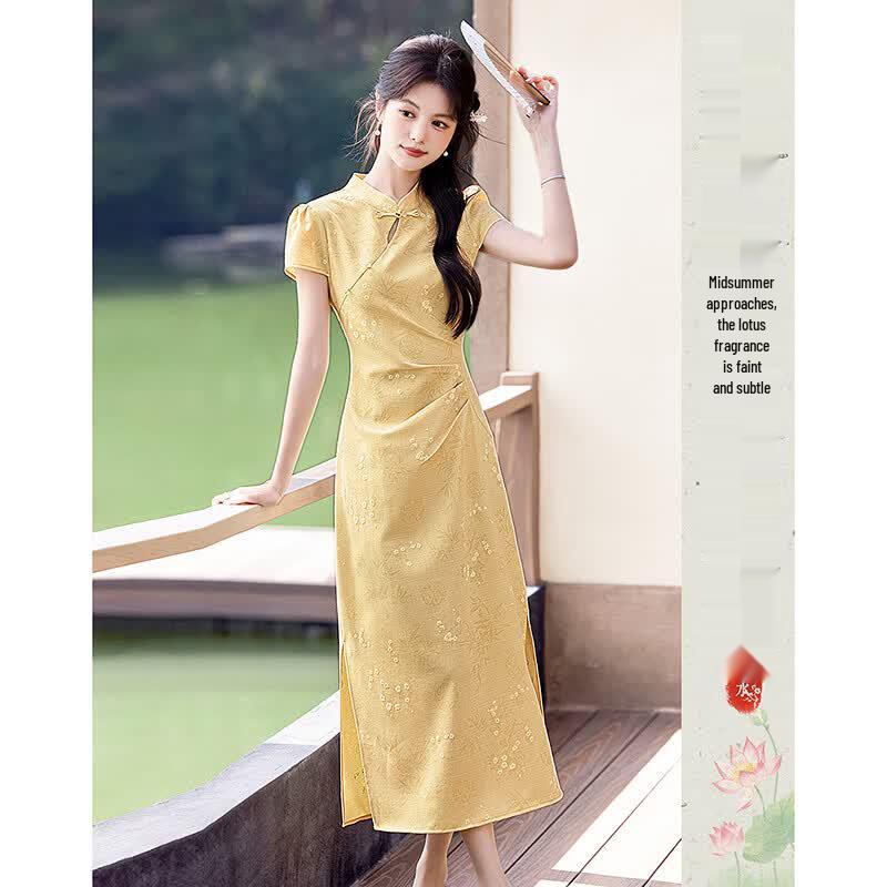 Summer Flower Embroidered A-Line Dress L