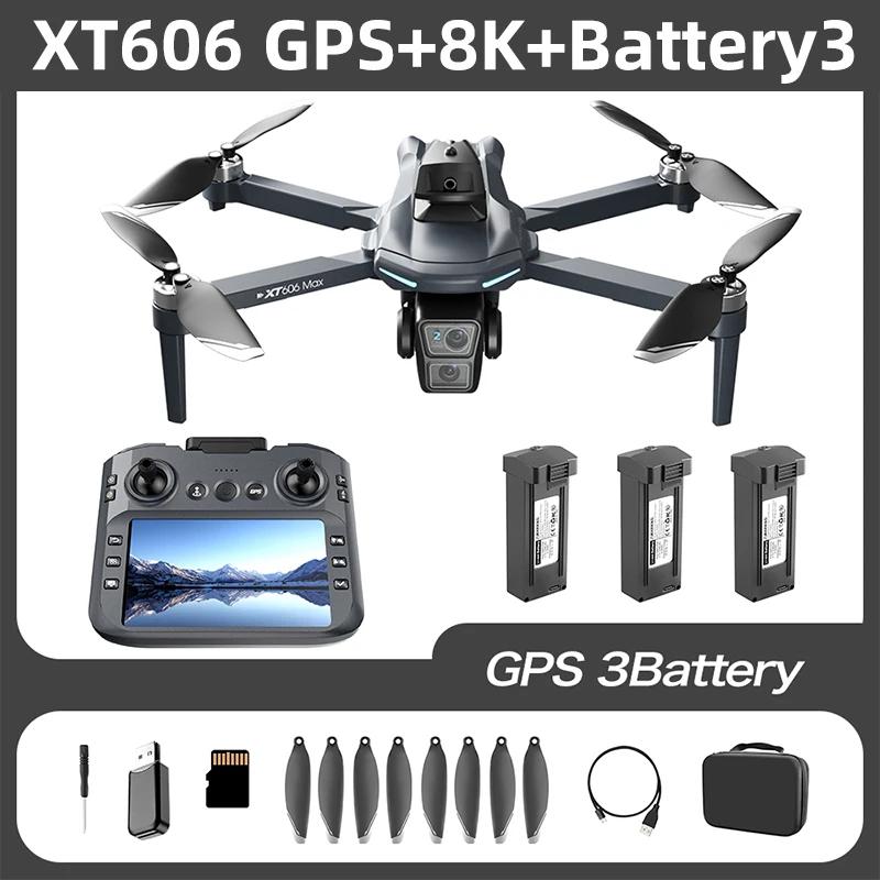 Original XT606 Drone Professional 8K HD Camera 5G GPS WIFI FPV Drones 4.5 Inch Screen Avoidance Brushless Motor RC Dron Toys