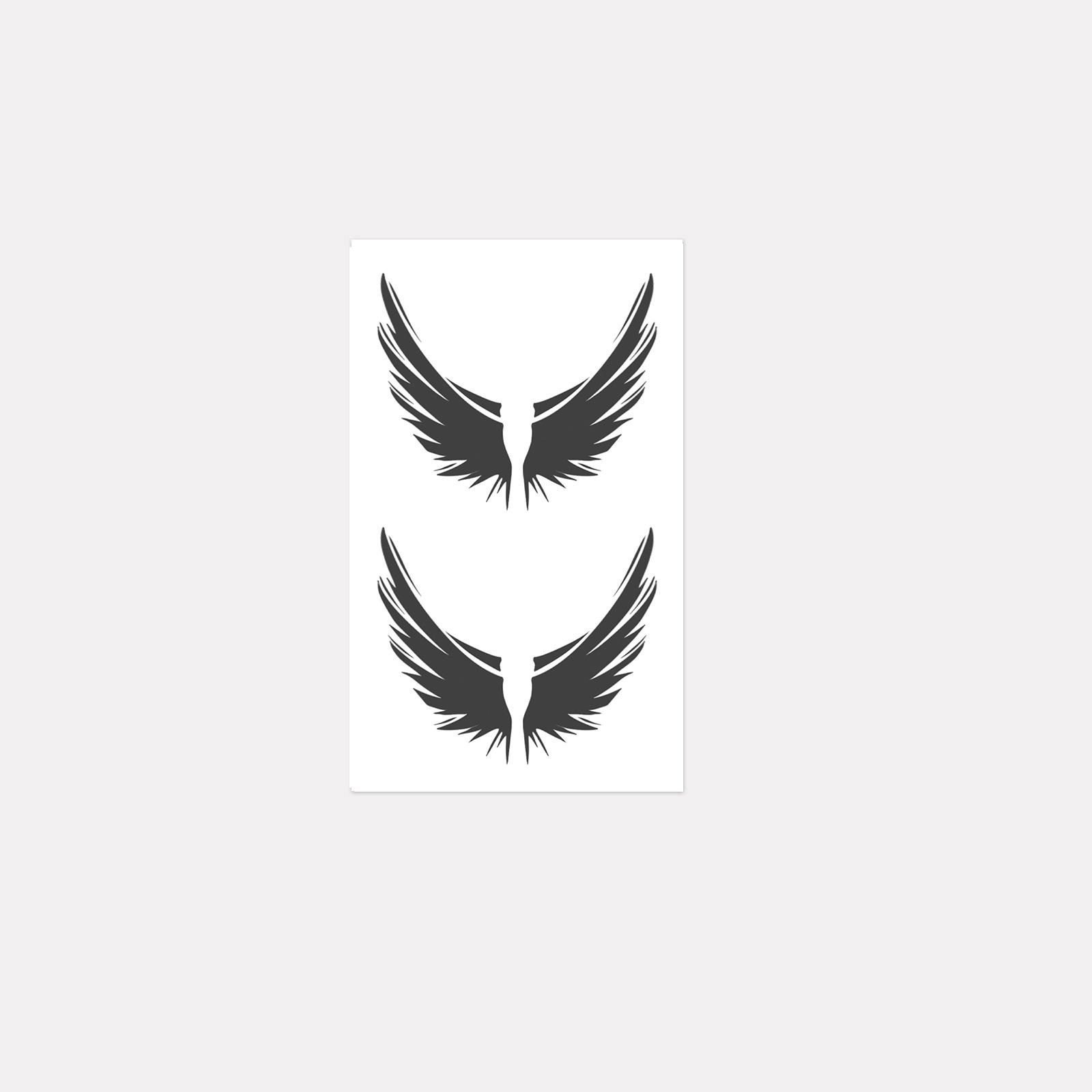 

Minimalist Black Wing Tattoo Sticker, Symmetrical Bird Design, Waterproof, Sweat-Proof And Non-Reflective. 11*18