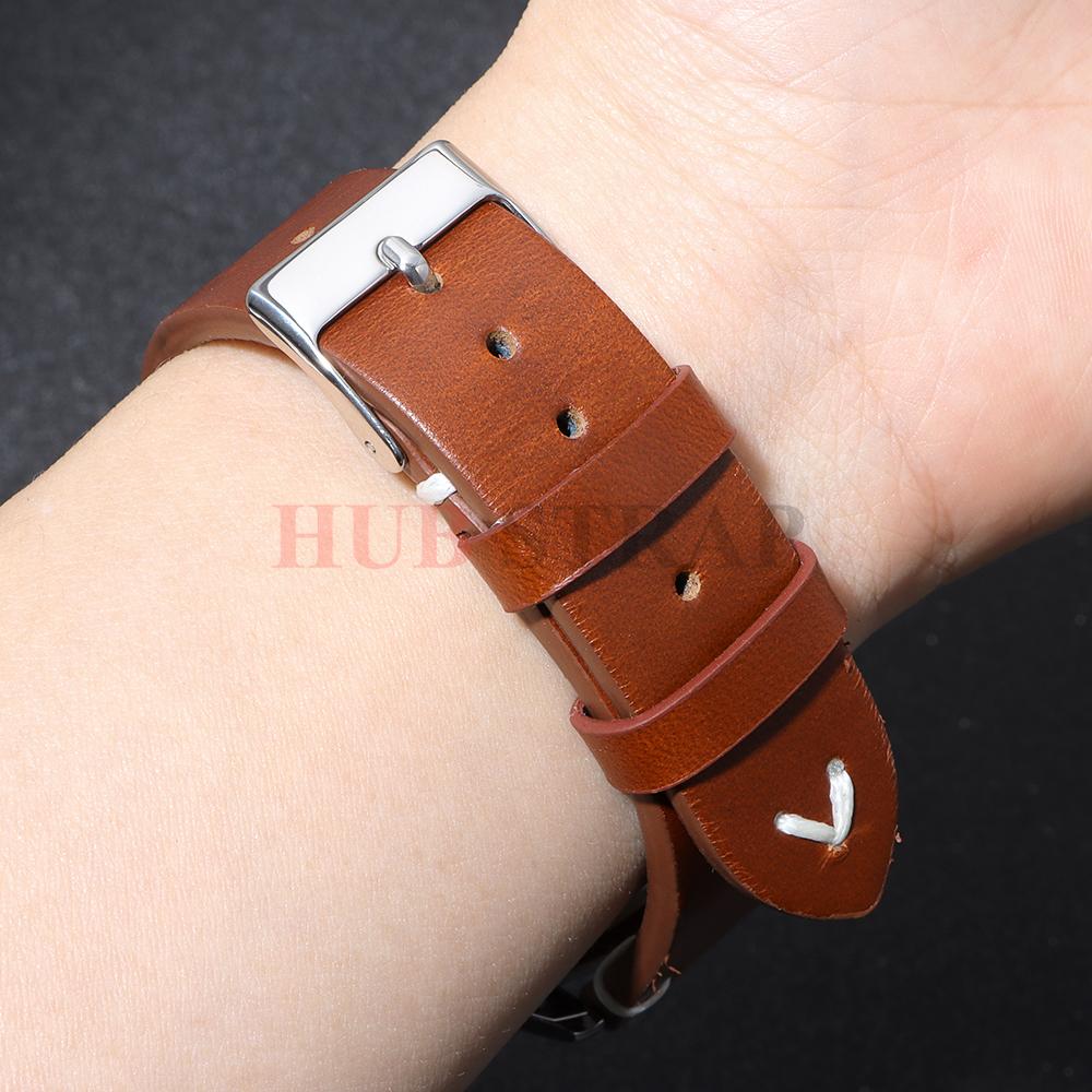 18mm 20mm 22mm Vintage Retro Oil Wax Leather Universal Watchband Wristband Stitching Cowhide Strap Business for Seiko Watch Band