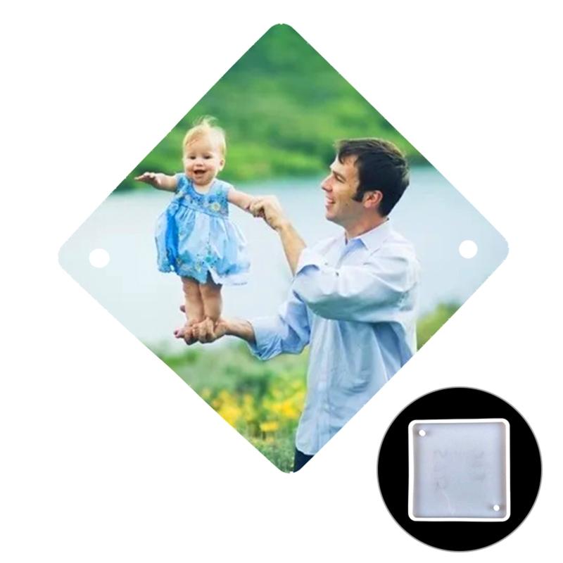 Square Keychain Silicone Mold Pendant Molds for Resin Casting Molds with Hole for Home Pendant with Hanging Hole