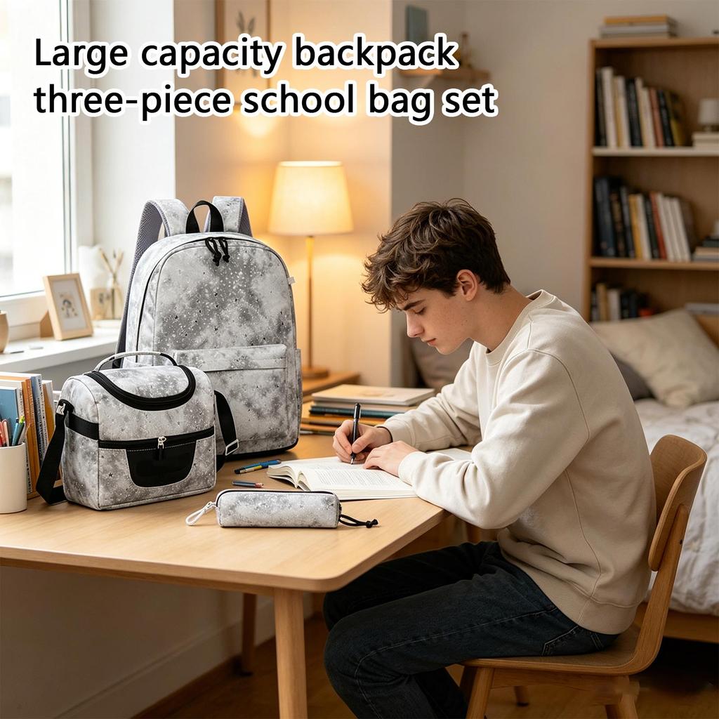Schulrucksack mit Brotdose, Rucksack mit großem Fassungsvermögen für Schule, Reisen, Outdoor und den täglichen Gebrauch