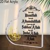 Islamic Eid Al-Adha Heart Shaped Desktop Creative Ornament with Golden Moon Star Symbol, Home Office, Farmhouse, Kitchen Decoration, Holiday Party De