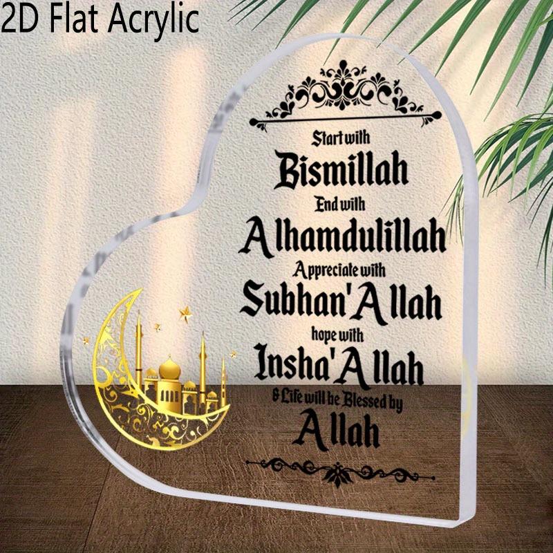 

Islamic Eid Al-Adha Heart Shaped Desktop Creative Ornament with Golden Moon Star Symbol, Home Office, Farmhouse, Kitchen Decoration, Holiday Party De 10*10cm