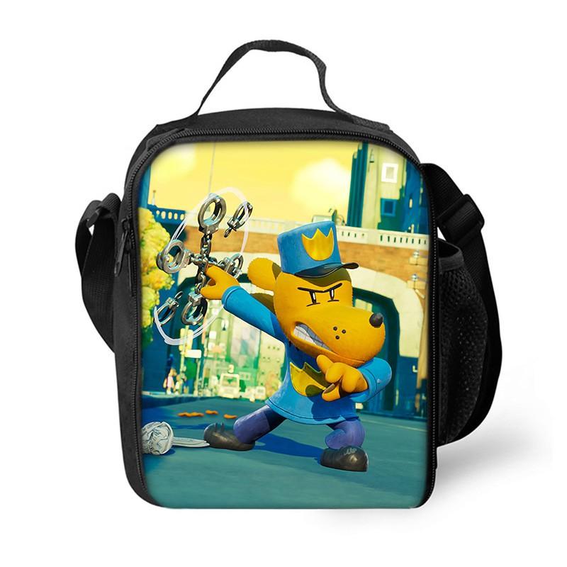 Dog Man Themed Lunch Bag Kids - PVC Insulated Crossbody Shoulder Street Style School Accessory