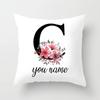 Personalized Name Flower Letter Pillow Case Alphabet Print White Square Pillow Case Dust Cover Bedroom Party Decoration