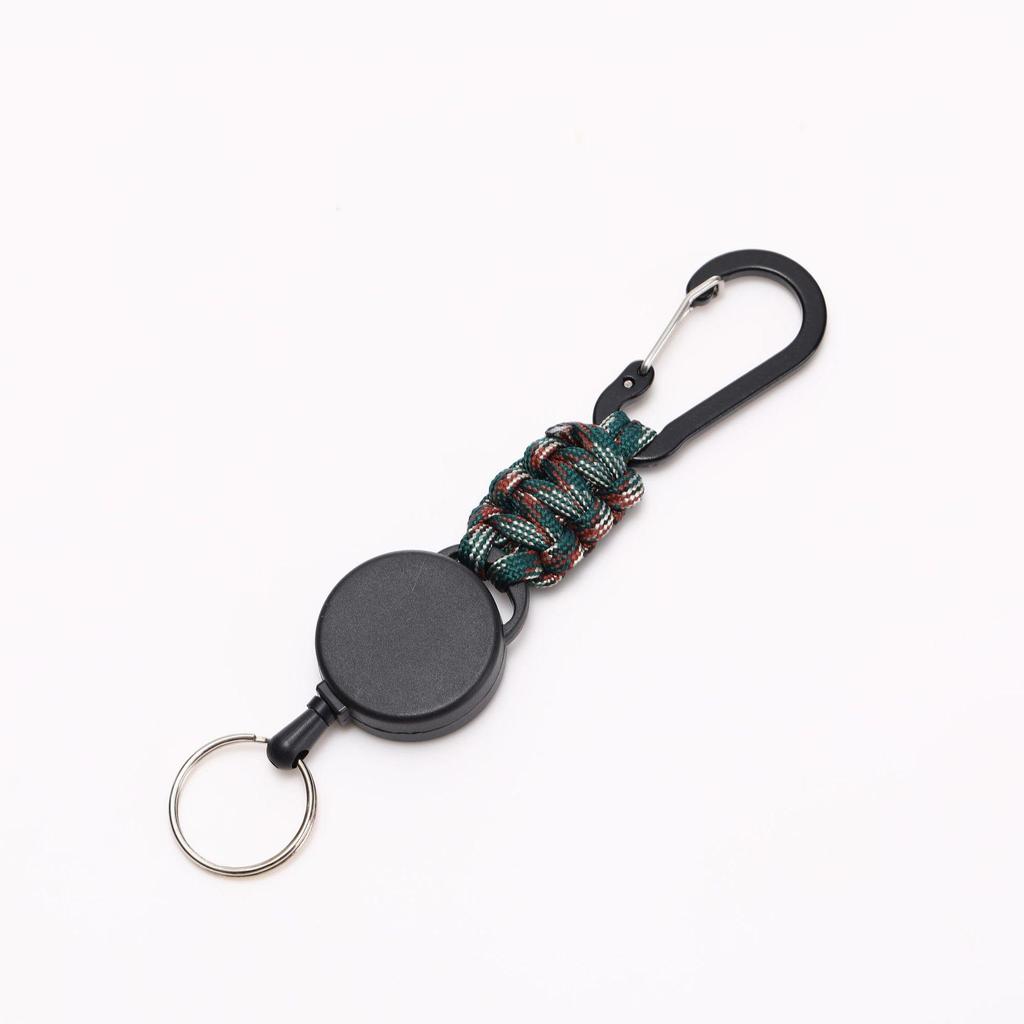 Outdoor Paracord Weaving Retractable Keyring with Easy-Pull Elastic Anti-Lost Steel Wire Buckle