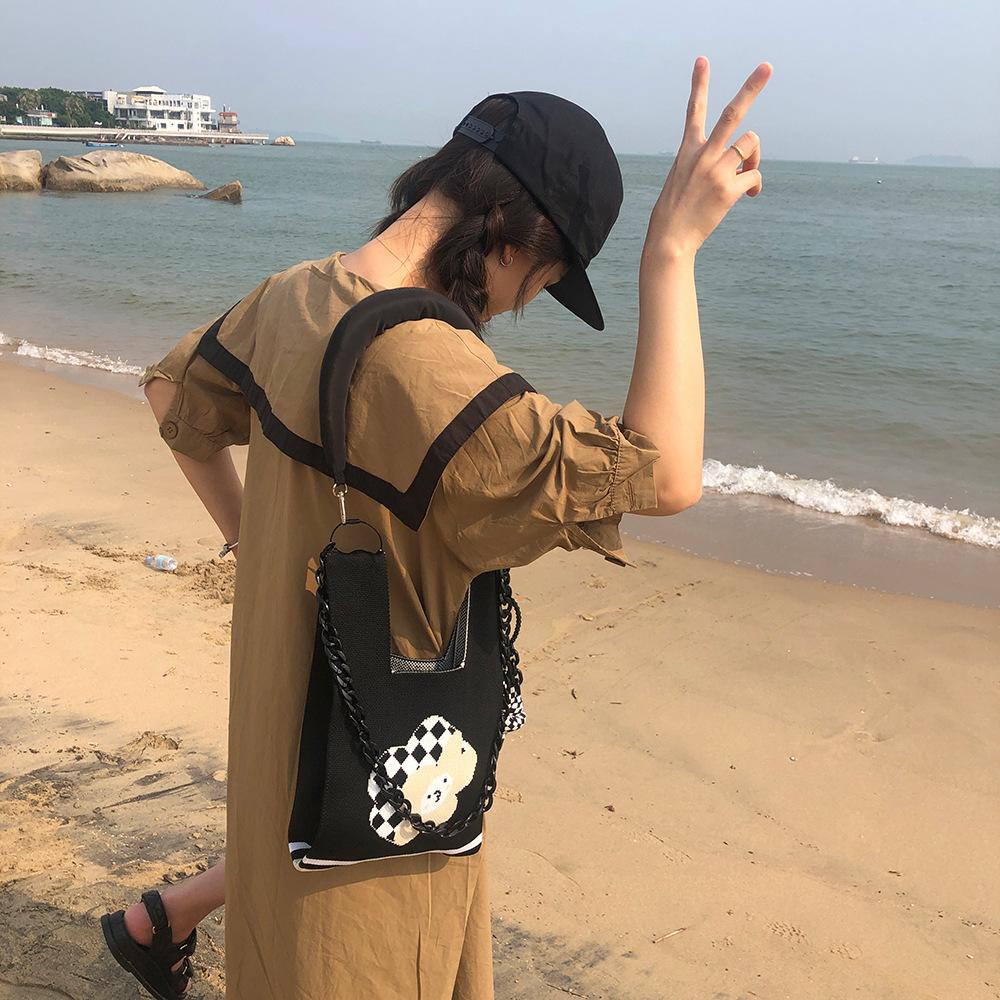 Crochet Shopping Bag of Korean Winter Fashion Chic Art Bags
