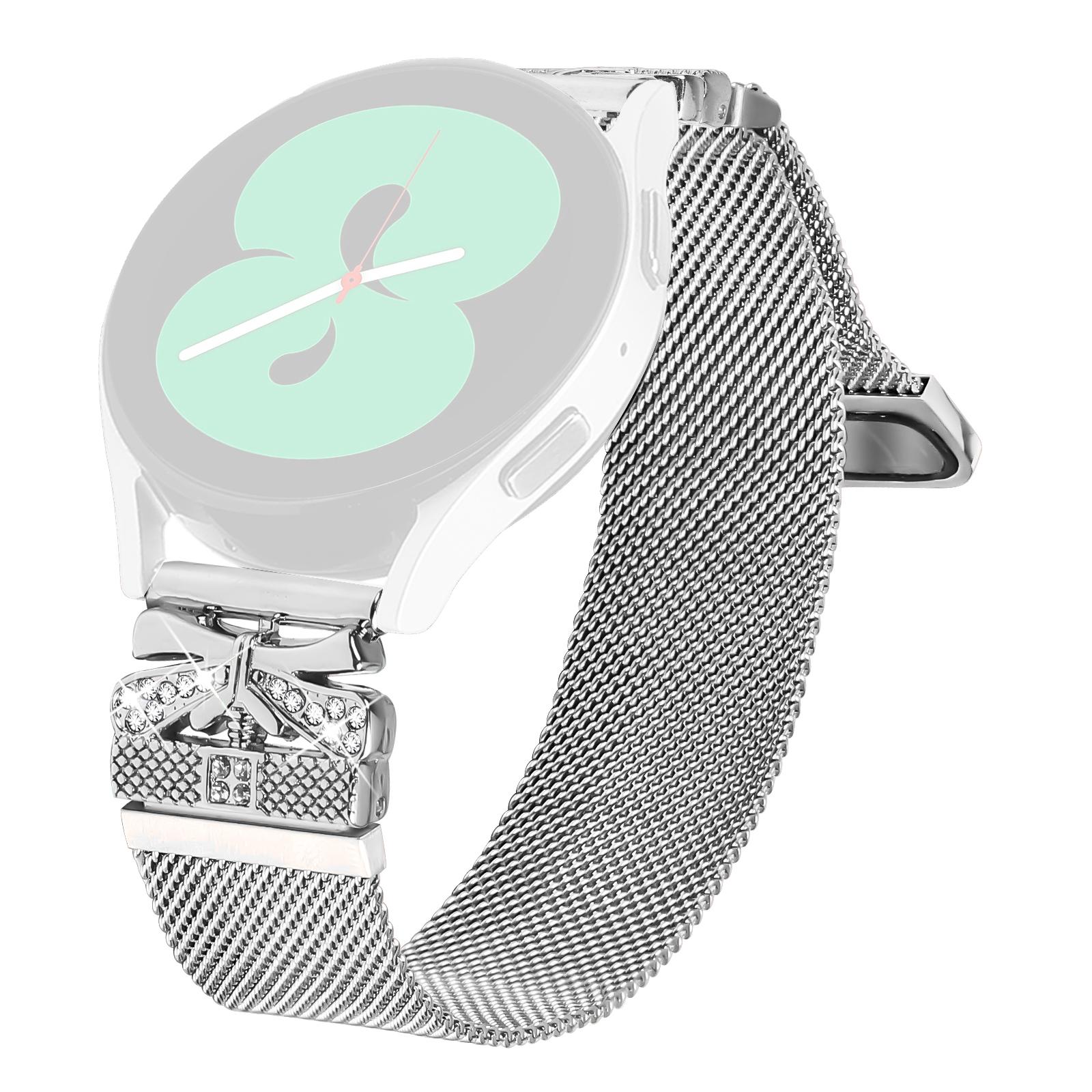 

For Withings Steel Watch Strap Butterfly Decor Milanese Metal Band,Silver A
