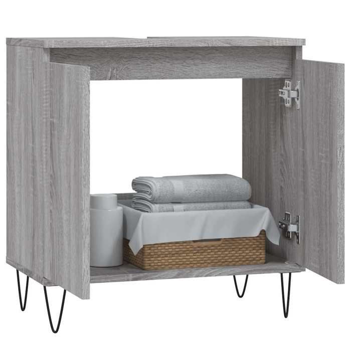 VidaXL Bathroom Cabinet Sonoma Grey 58x33x60 Cm Engineered Wood 831586