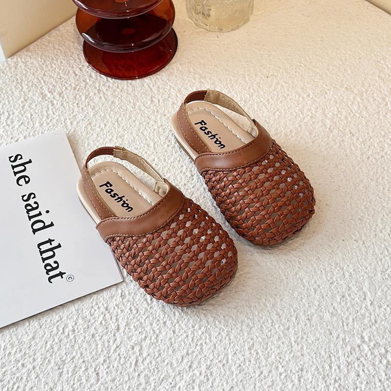 Girls' Summer New Soft Sole Woven Closed-Toe Sandals Korean Style Baby Sandals Girls' Beach Shoes