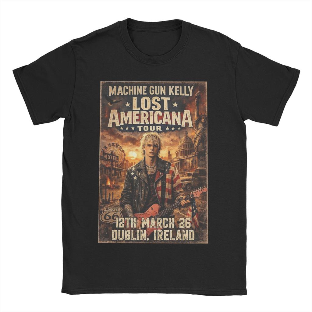 Unisex Women MGK Lost Americana Tour Rock T Shirts Pure Cotton Tops Hipster Short Sleeve O Neck Tees Birthday Gift T-Shirt