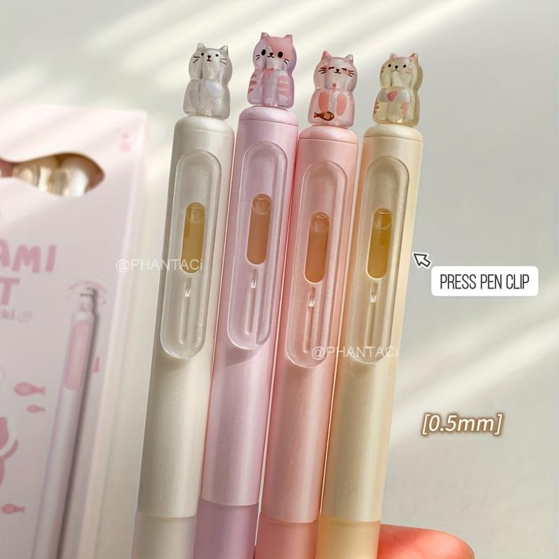 4pcs Creative Cat Style Gel Pen 0.5mm Quick Dry Writing Pen Press Pen Clip Gel Pen Office Supplies Black Gel Pen