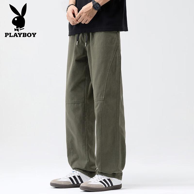 PLAYBOY Men's Wide-Leg Straight Casual Pants