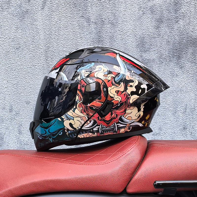 Cyberpunk Style Full Face Helmet DOT Certified Motorcycle Racing Helmet for Street Riding & Motocross