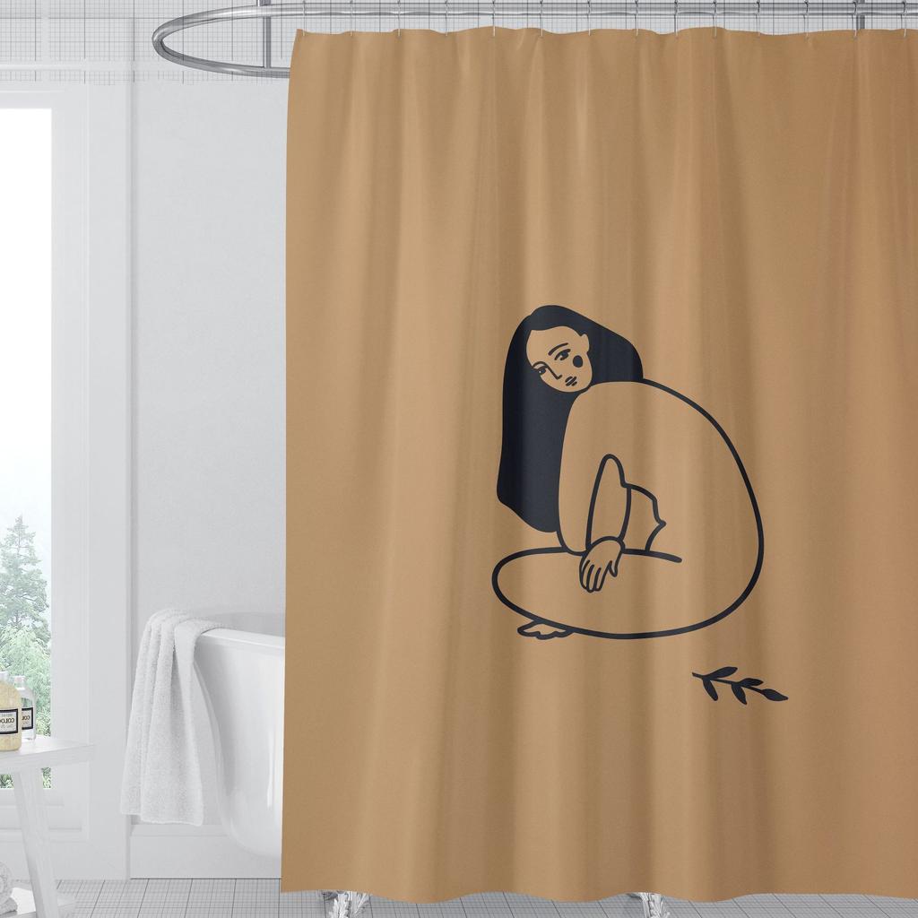 JINRUN Badezimmer verdickter wasserdichter Vorhang, schimmelfester Duschvorhang, Duschtrennwand-Vorhang, Duschvorhang, Badezimmer-Vorhang, kostenlose Perforation