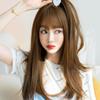 Women's Long Straight Wig with Air Bangs - Age-Reducing Fluffy Hairpiece