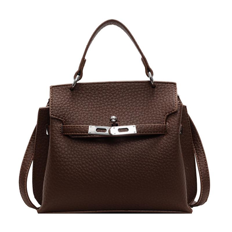 2025 new fashionable and simple commuter portable platinum bag women's temperament versatile lychee pattern texture messenger bag