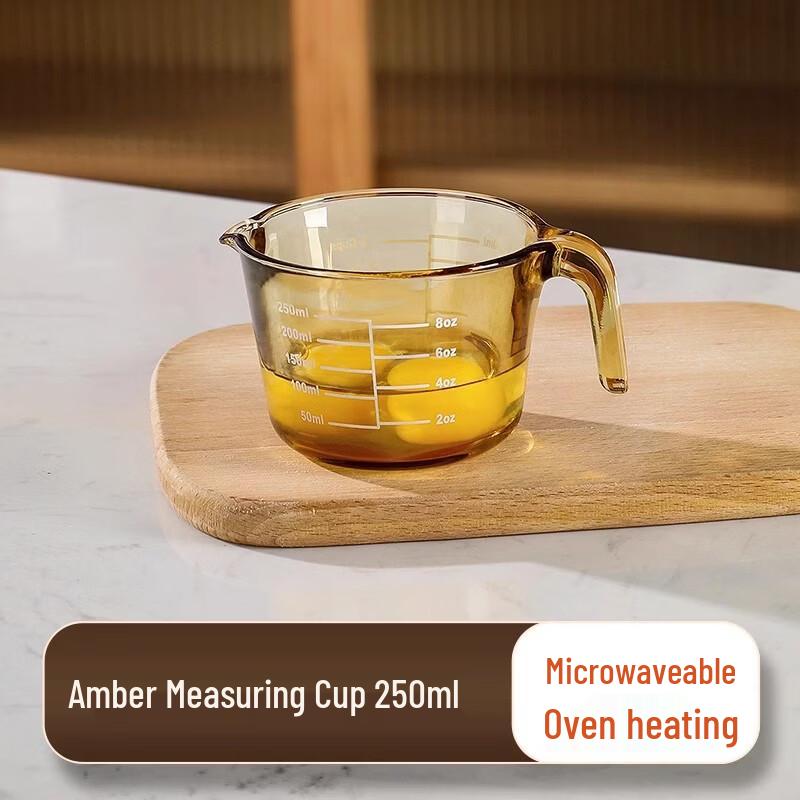 Heat-Resistant Amber Glass Measuring Cup Set