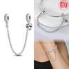 Elegant Exquisite Genuine Copper Charm Daisy Zircon Bead Stopper Safety Chain Fits Bangle Bracelets Jewellery Clip Gifts Women