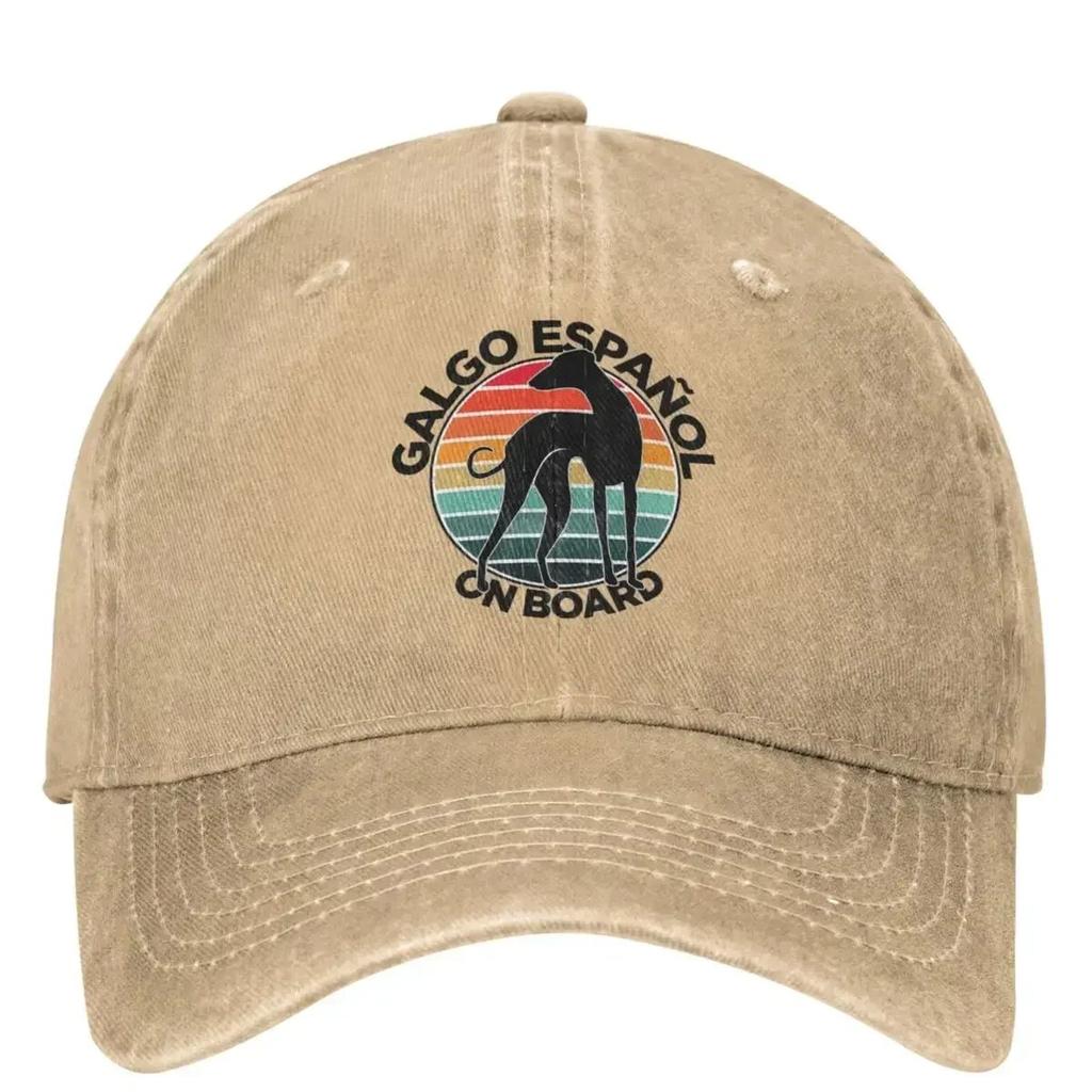 Galgo On Board Baseball Cap Dog Print Casual Women Men Washed Trucker Hat Breathable Custom Diy Hunting Camping Baseball Caps