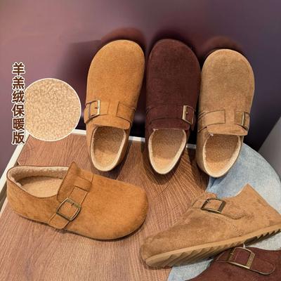 All-inclusive Autumn and Winter New Retro Lazy One-pedal Velvet Single Shoes Warm Fluffy Snow Cotton Shoes Women