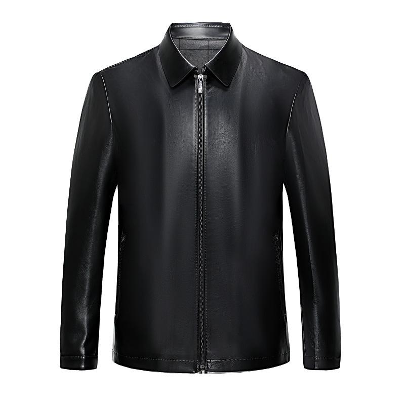 Genuine Leather Jacket for Men Spring and Autumn New Middle-aged Business Casual Sheepskin Leather Jacket