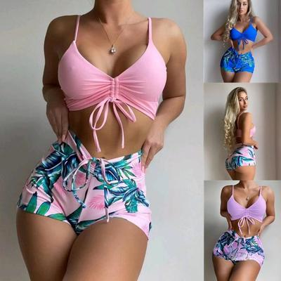 Split Swimsuit High Waist Boxer Print String κορδόνι Ευρωπαϊκό και Αμερικάνικο μαγιό