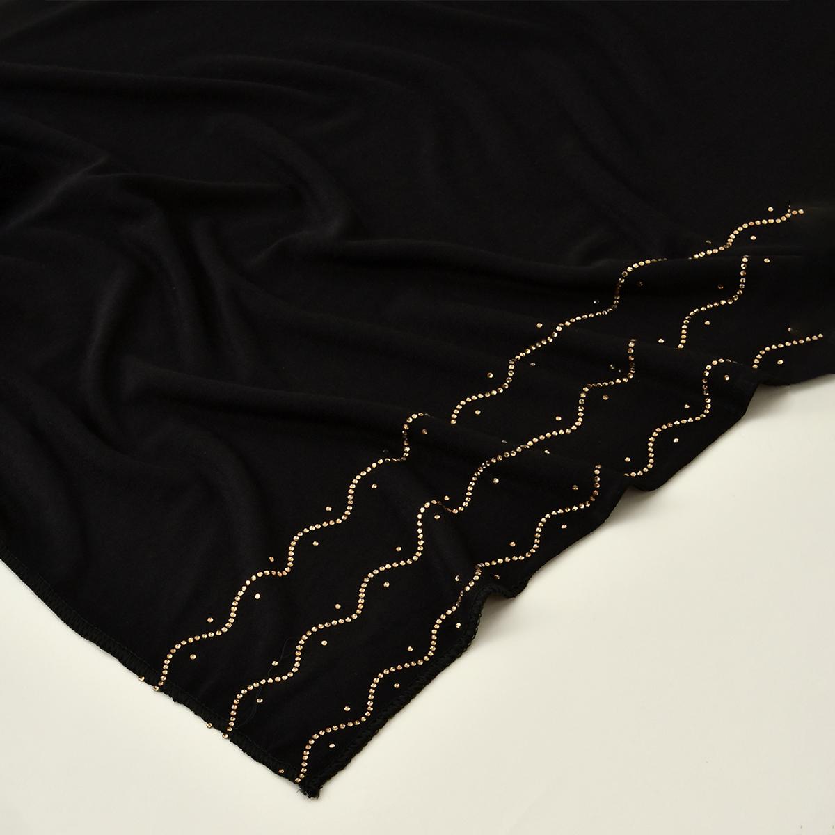 

Muslim Jersey Hijab Scarf Shimmer Rhinestone Edge Headscarf Women Premium Cotton Jersey Shawl Luxury Design Turban Plain Wraps