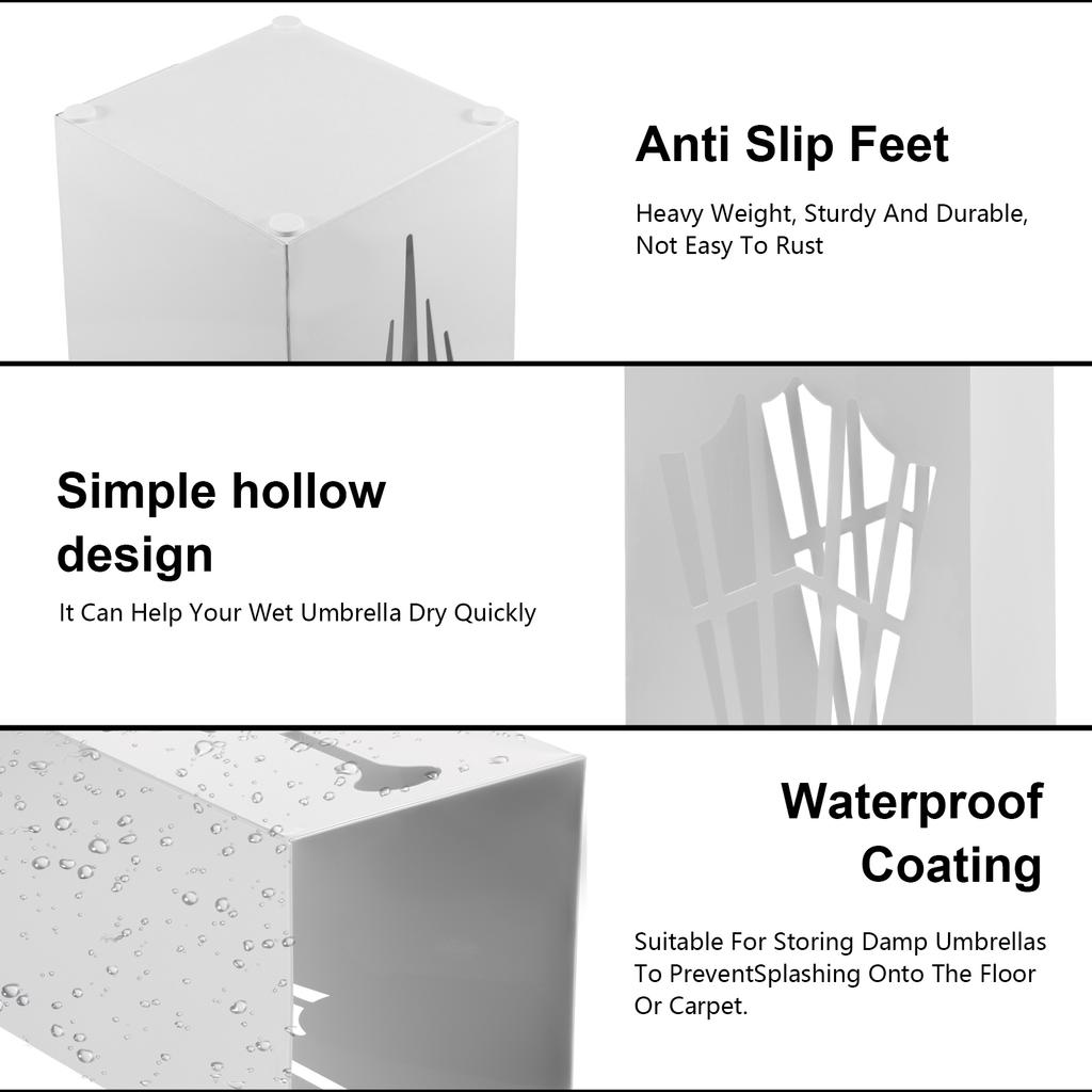 Umbrella Holder Metal Free Standing Umbrella Stand Rack Rectangular Multipurpose Indoor Walking Stick Holder for Home Entryway