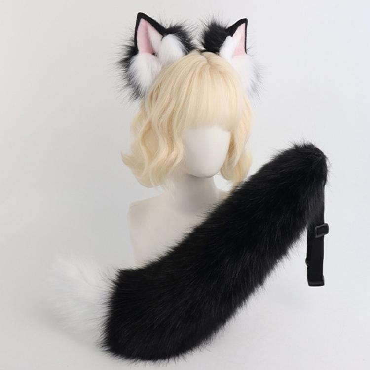 Sada liščích uší a ocasu z umělé kožešiny Liščí Vlčí Uši Čelenka s Ocasem Halloweenský Vánoční Cosplay Párty Kostým Doplněk
