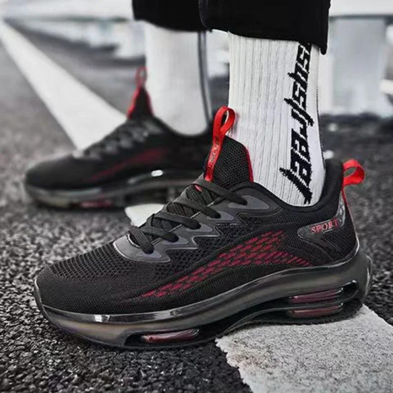 Męskie trampki do biegania buty do biegania nowe modne buty sportowe do biegania na świeżym powietrzu siatka oddychająca amortyzacja koszyk obuwie męskie duży rozmiar 45